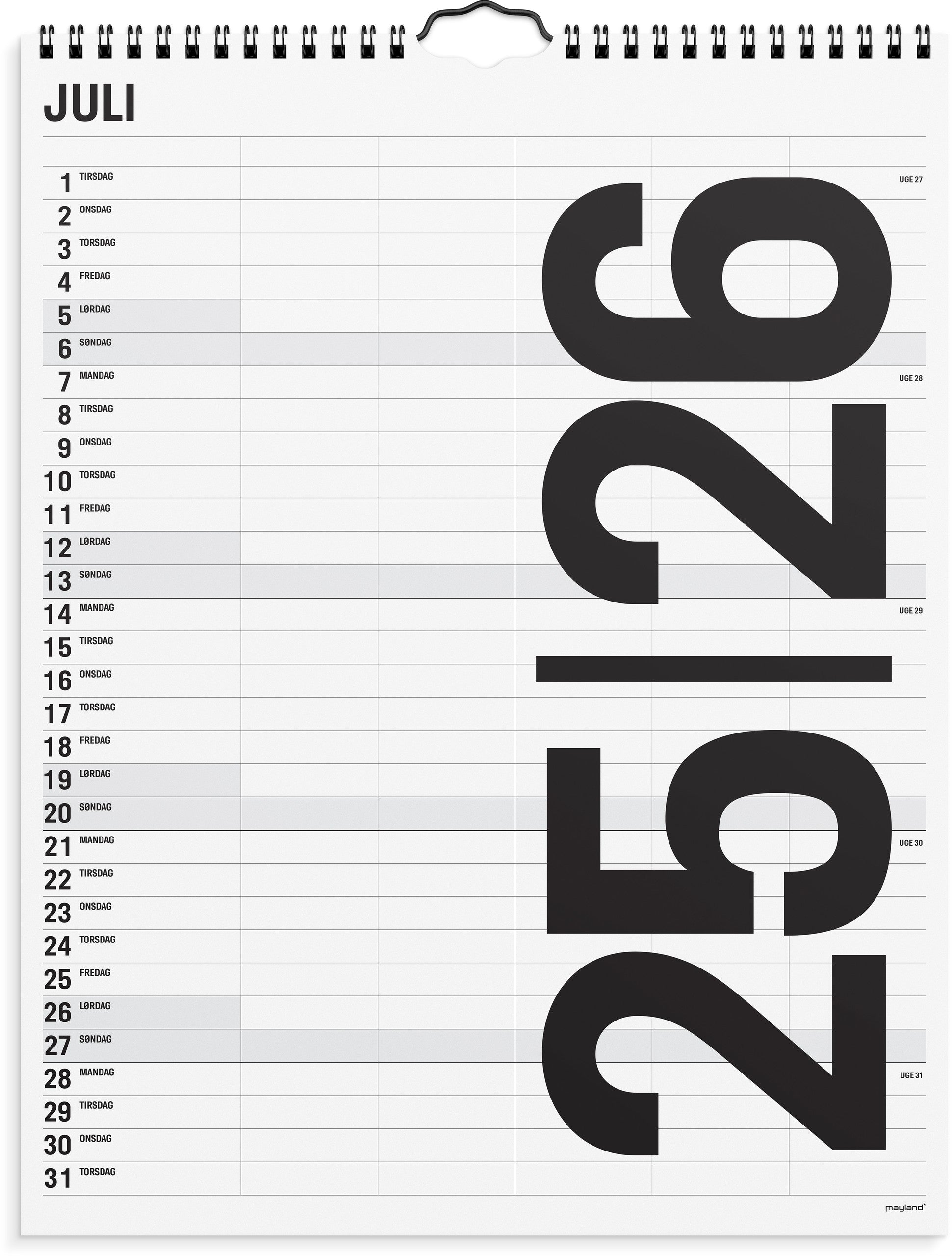 Studie Familiekalender Black and White 5 kol. 2025/2026