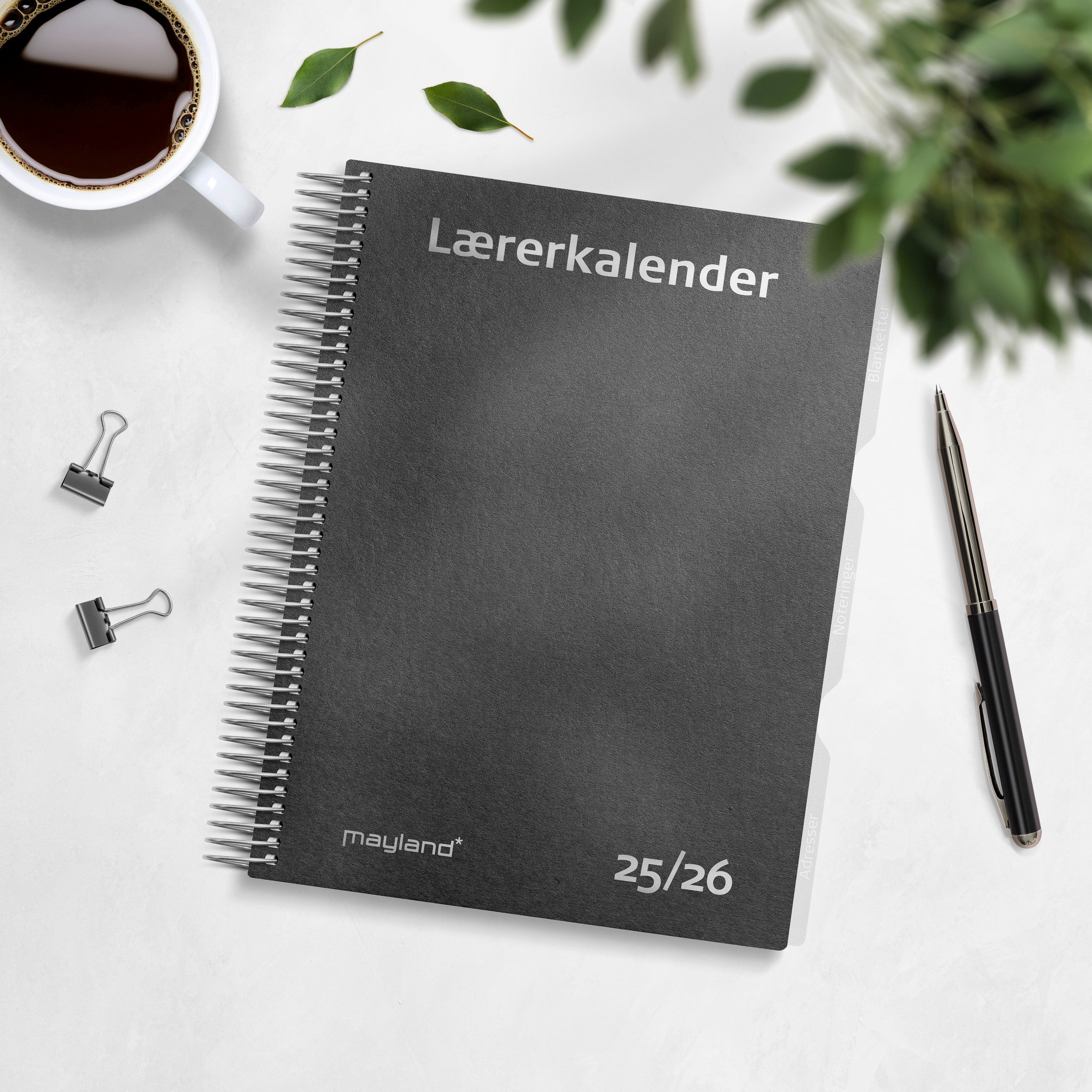 Studie Lærerkalender A5 matsort genbrugskarton 2025/2026