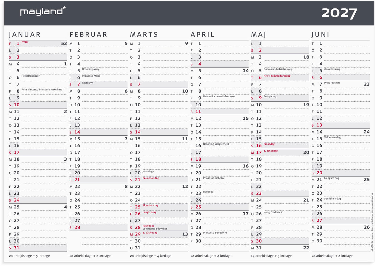Kontorkalender Moderne A4 2027