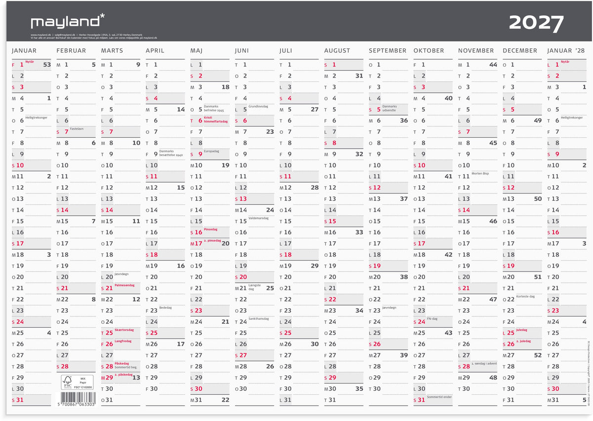 Kontorkalender Moderne A3 1x13 mdr. 2027