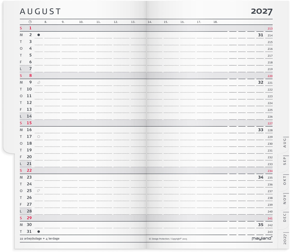 Index Planner mini månedskalender REFILL 2027