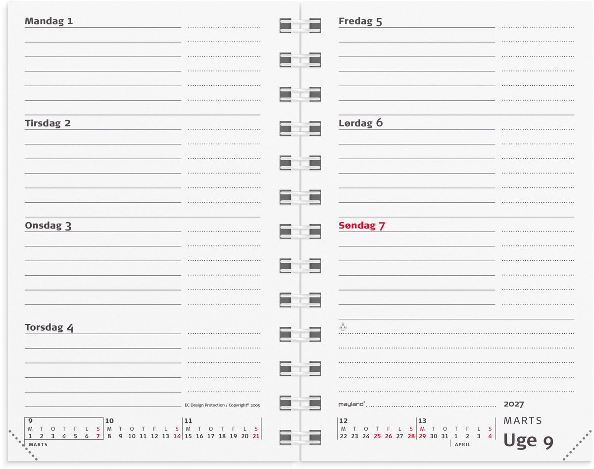 Mini Planner ugekalender sort vinyl 2027