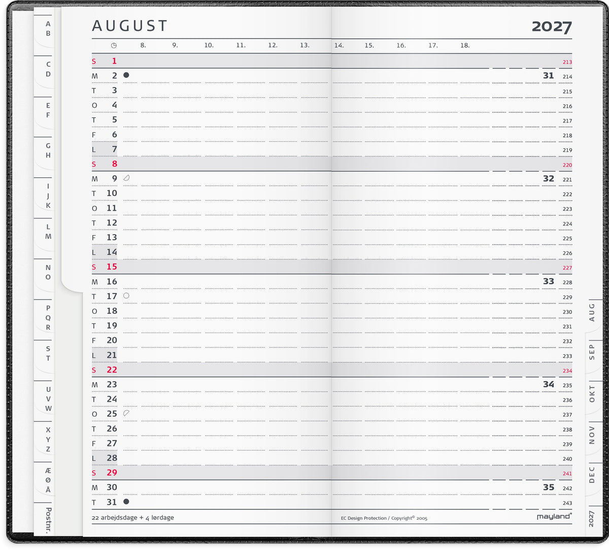 Index Planner månedskalender sort vinyl 2027