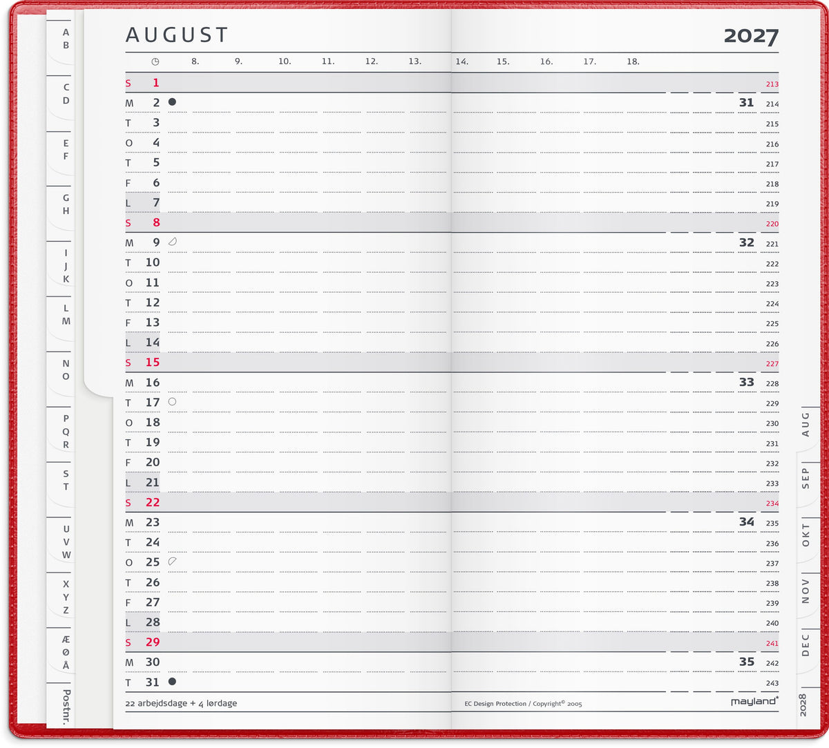 Index Planner månedskalender rød vinyl 2027