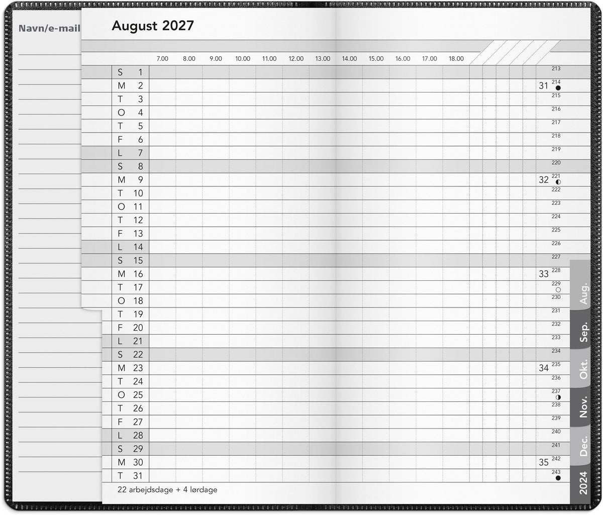 Basic månedskalender sort PP-plast 2027
