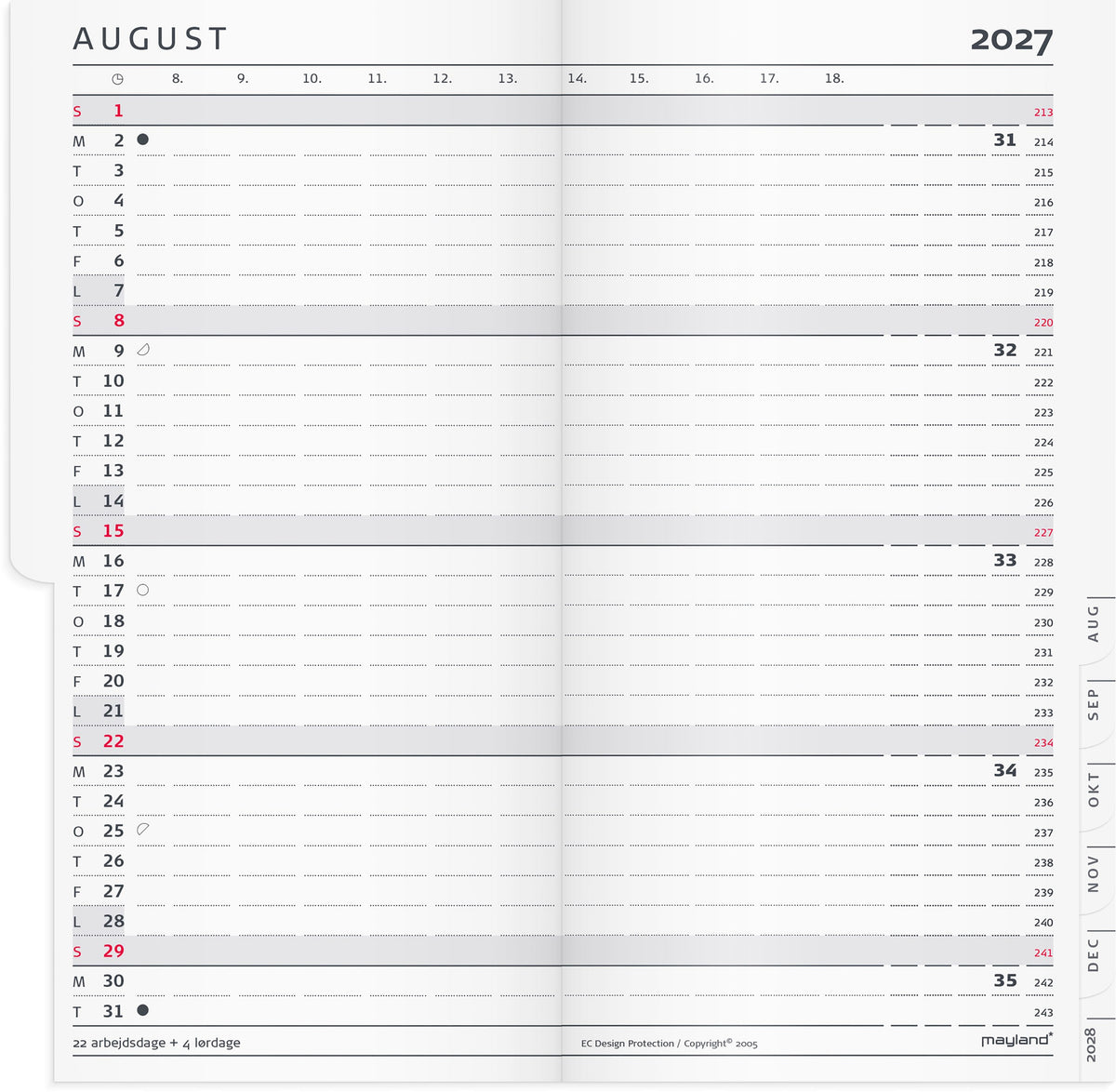 Index Planner månedskalender REFILL 2027