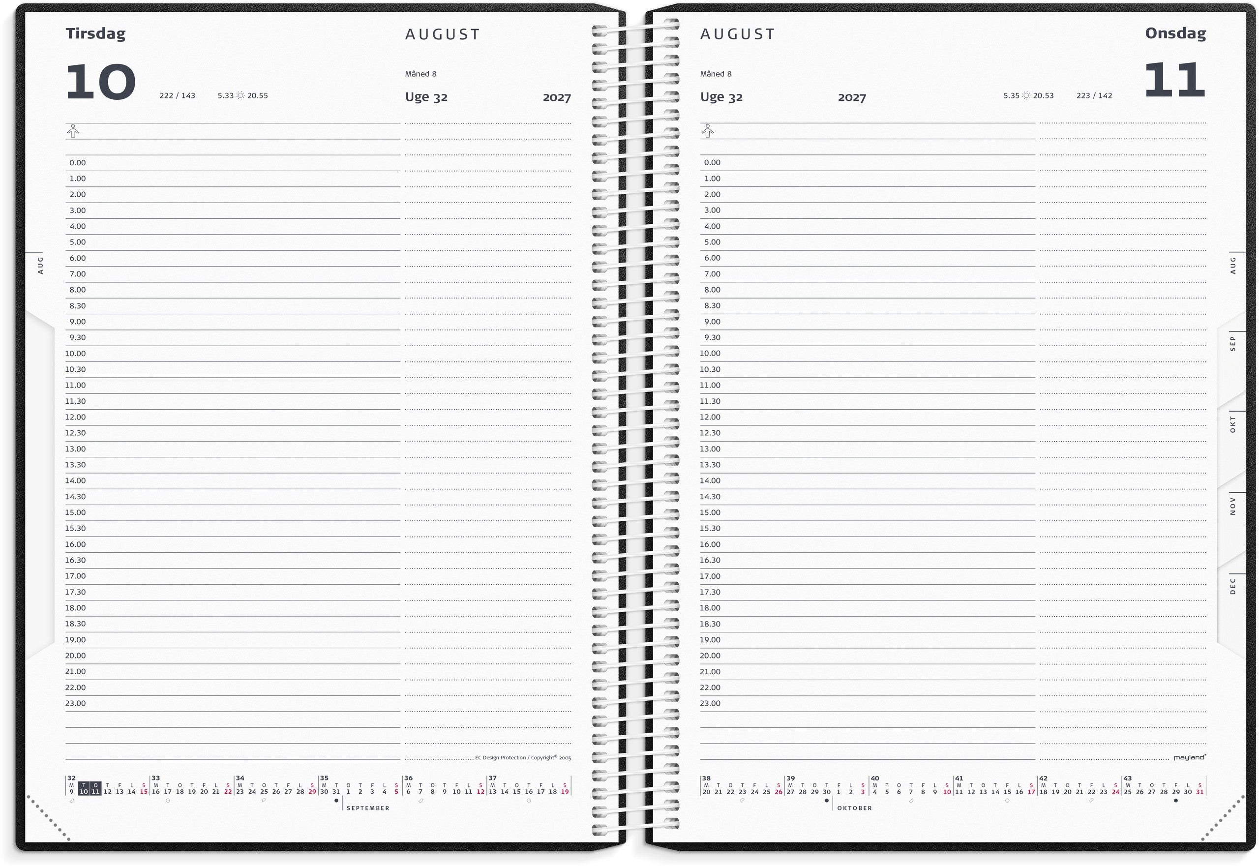 Timekalender blå PP-plast 2027