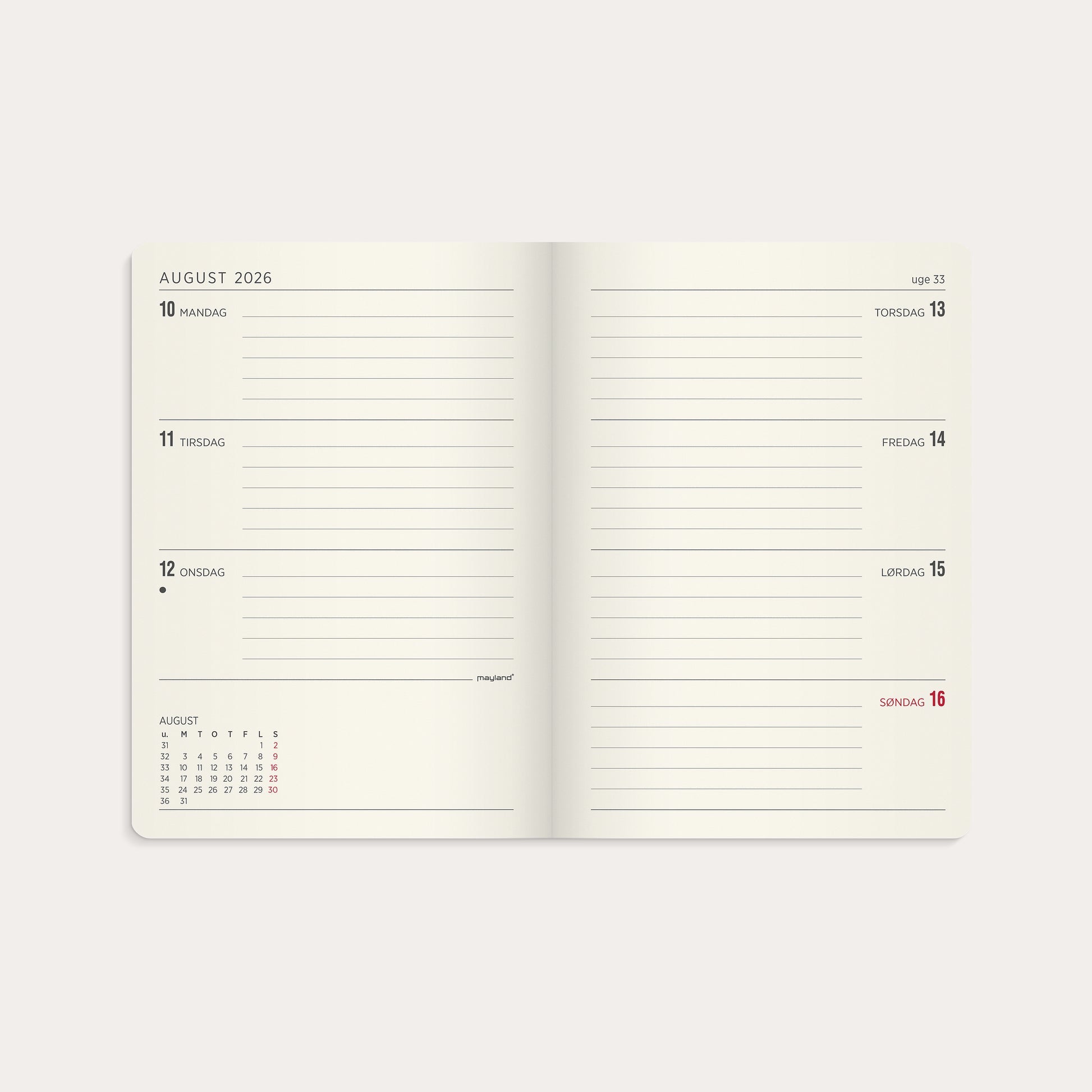 Studie A6 Forma Deluxe ugekalender tværf. brun kunstskind 2026/2027