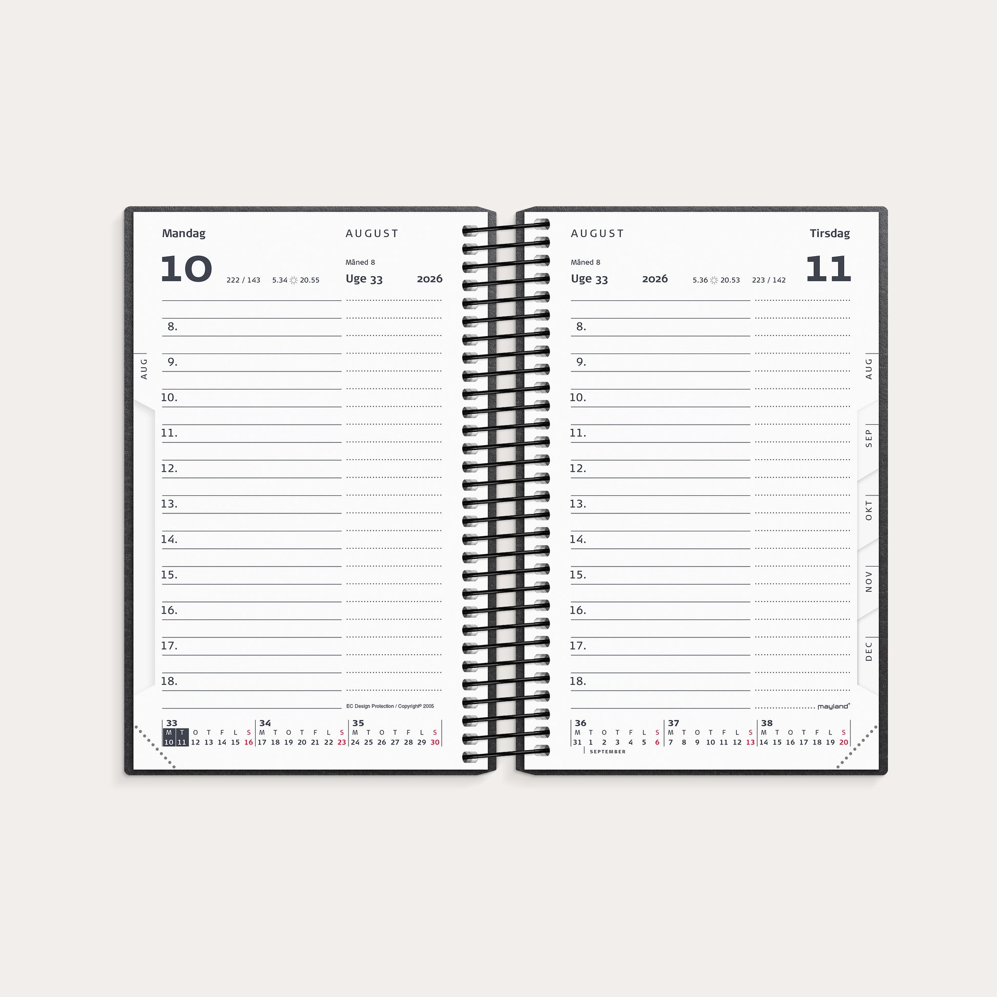 Studie Mini dagkalender sort genbrugskarton 2026/2027