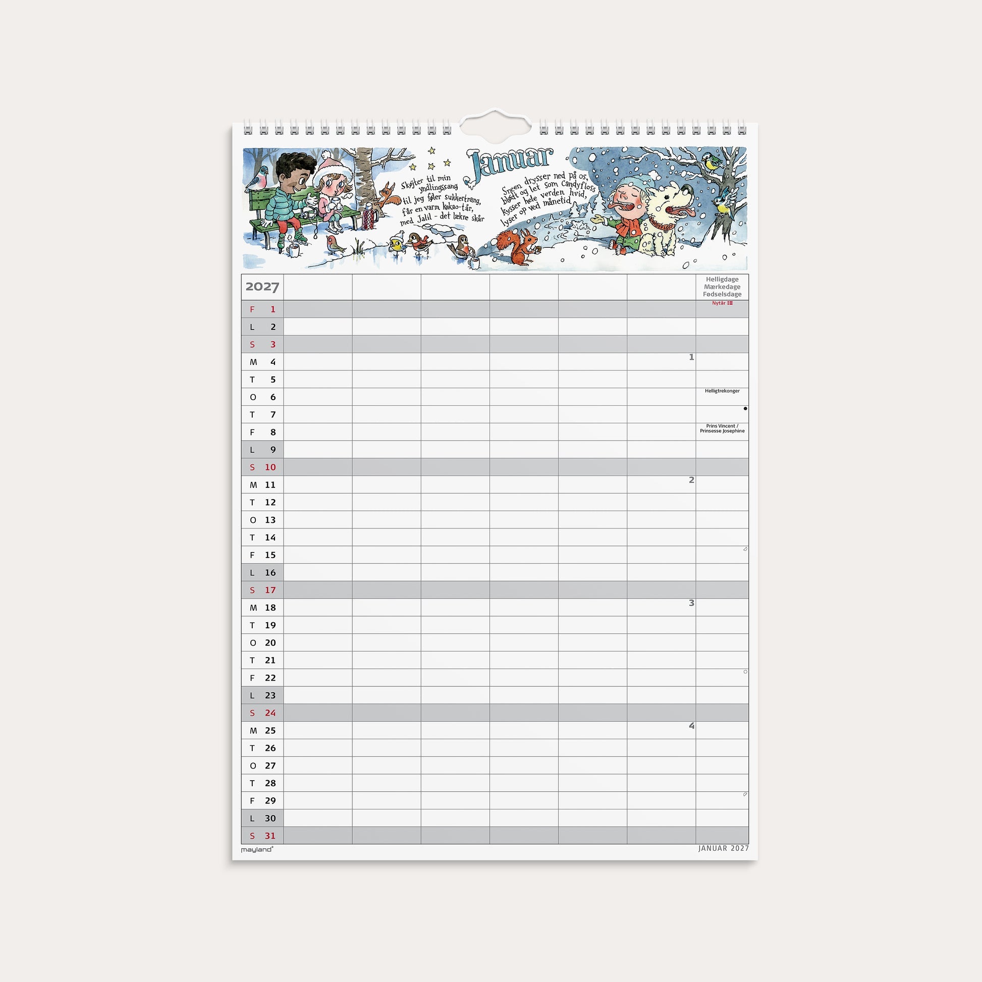 Studie Familiekalender Otto Dickmeiss & Lilja Scherfig A3 2026/2027