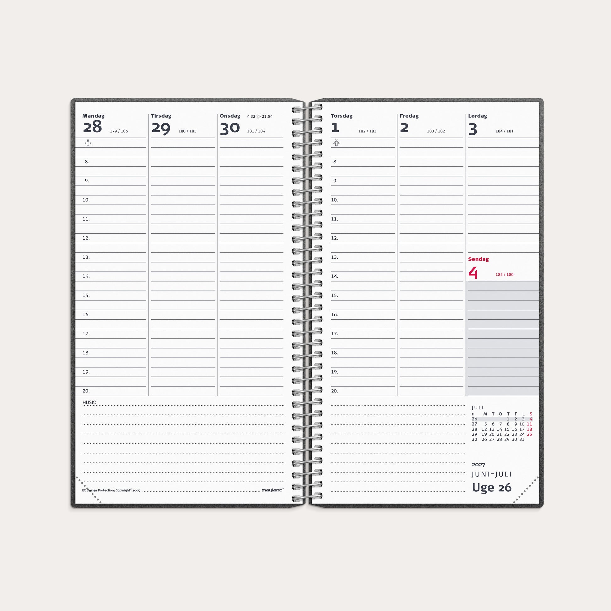 Studie Lille Lærerkalender matsort genbrugskarton 2026/2027