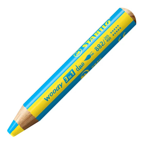 STABILO Woody 3-in-1 Duo – Farveblyant, Voksfarve & Aquarel i Én