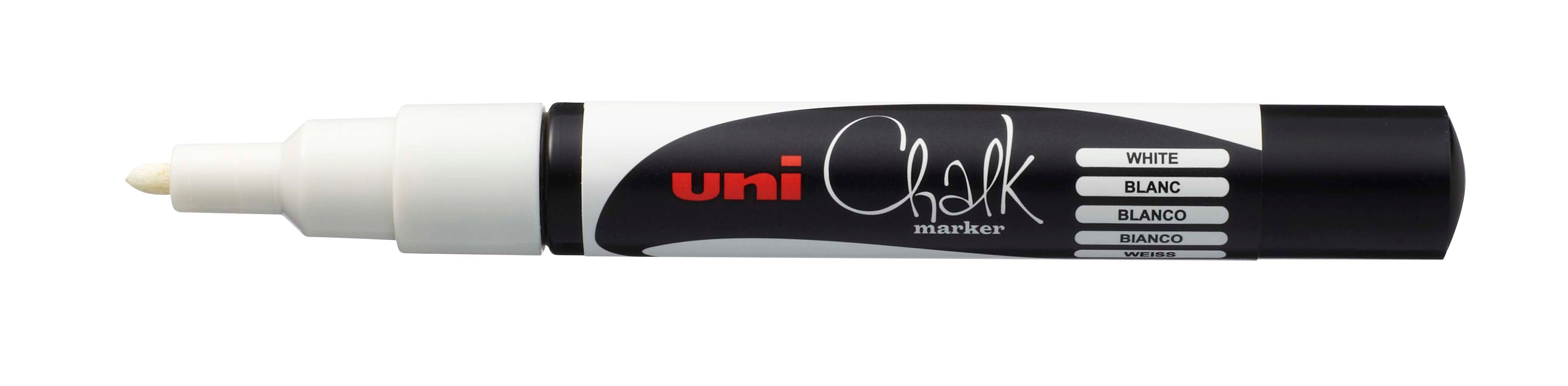 Uni Chalk Marker 3M – Vandfast Kridttusch (0,9 – 1,3 mm) –  til Tavler, Vinduer og Glas