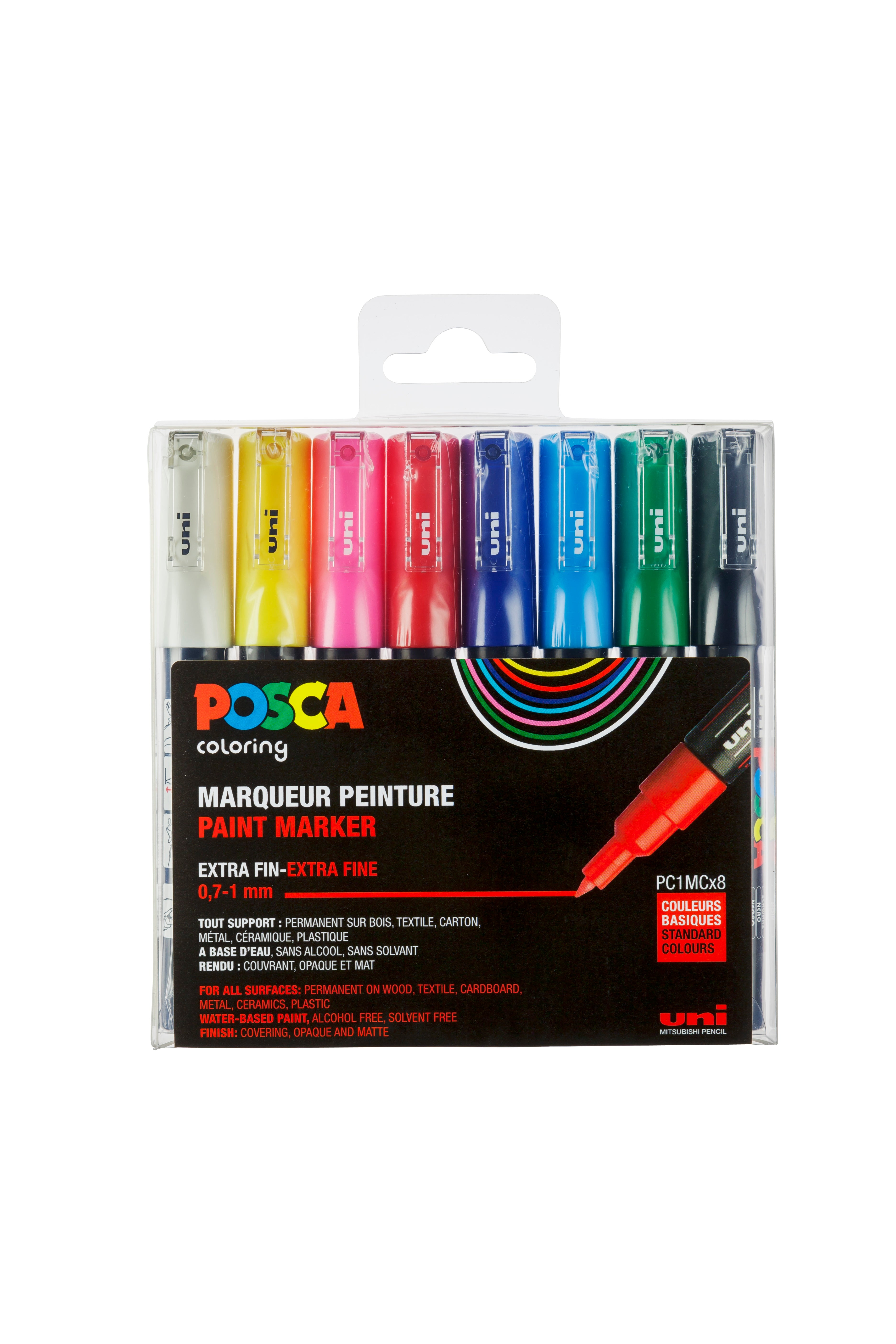 POSCA Tusser Sæt – PC-1MC Extra Fine (0,7 mm) – 8 Vandbaserede Tuscher