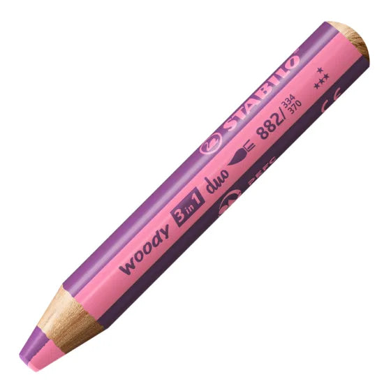 STABILO Woody 3-in-1 Duo – Farveblyant, Voksfarve & Aquarel i Én