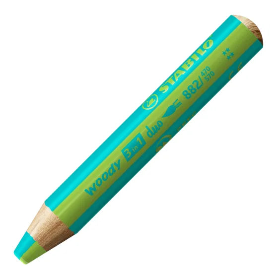 STABILO Woody 3-in-1 Duo – Farveblyant, Voksfarve & Aquarel i Én