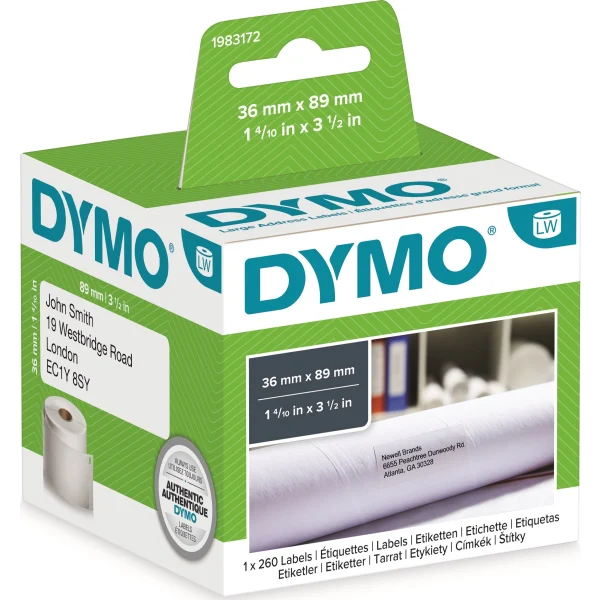 DYMO. Label Writer Multi Etiket(11354) - S0722540. str. 32x57 mm, permanent hvid(1x 1000))