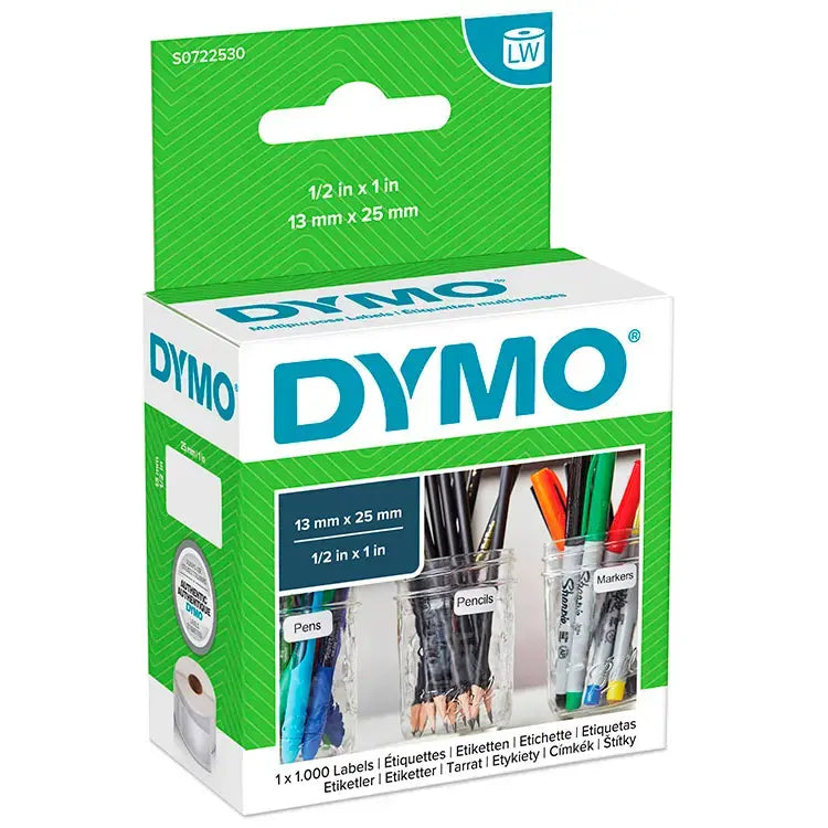 Dymo LabelWriter Multi Etiket(11353) S0722530. Str. 13 x 25 mm Sort på Hvid 1000 stk