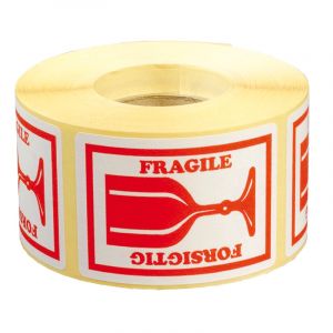 Advarselsetiket Fragile / Forsigtig - 1000 labels