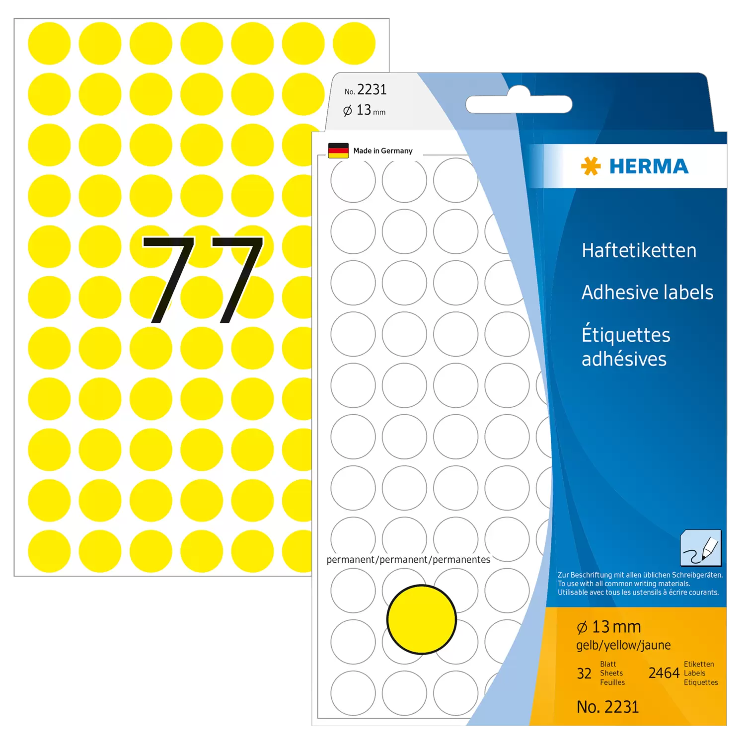 Herma - Runde Etiketter permanent (flere farver og størrelser)