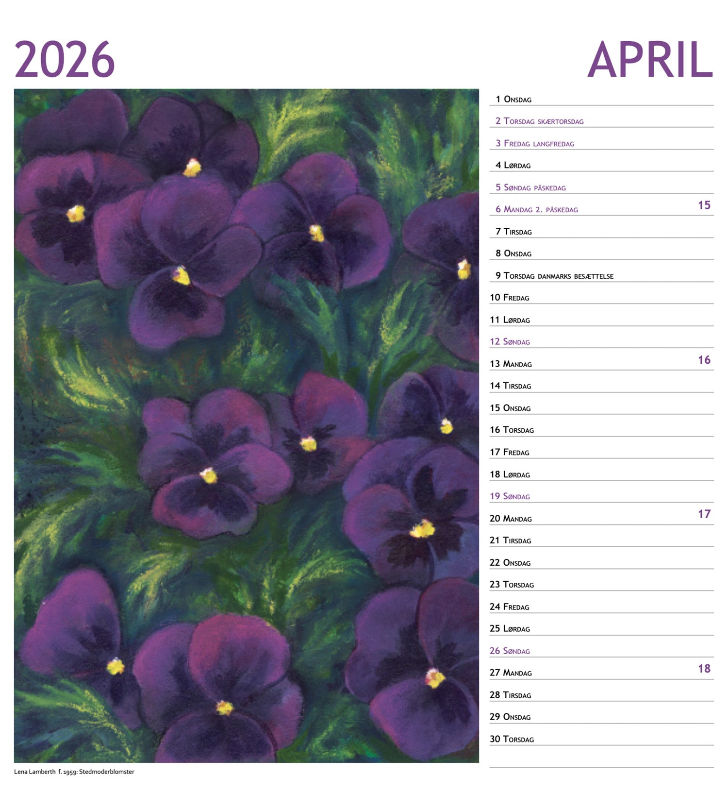 Blomster kalender 2026