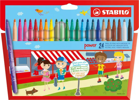 STABILO Power – Fiberpen med Medium Spids – 24 Farver