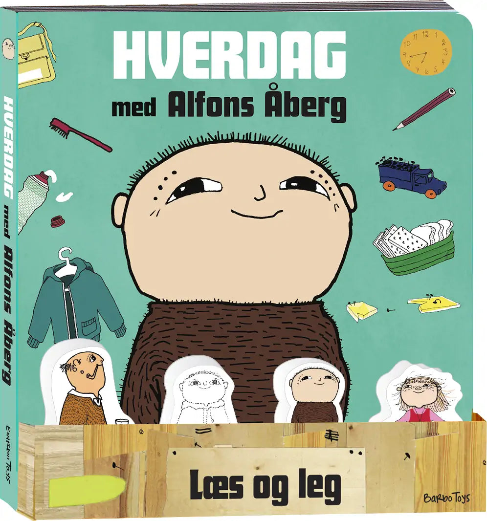 Alfons Åberg - bog med 4 træfigurer