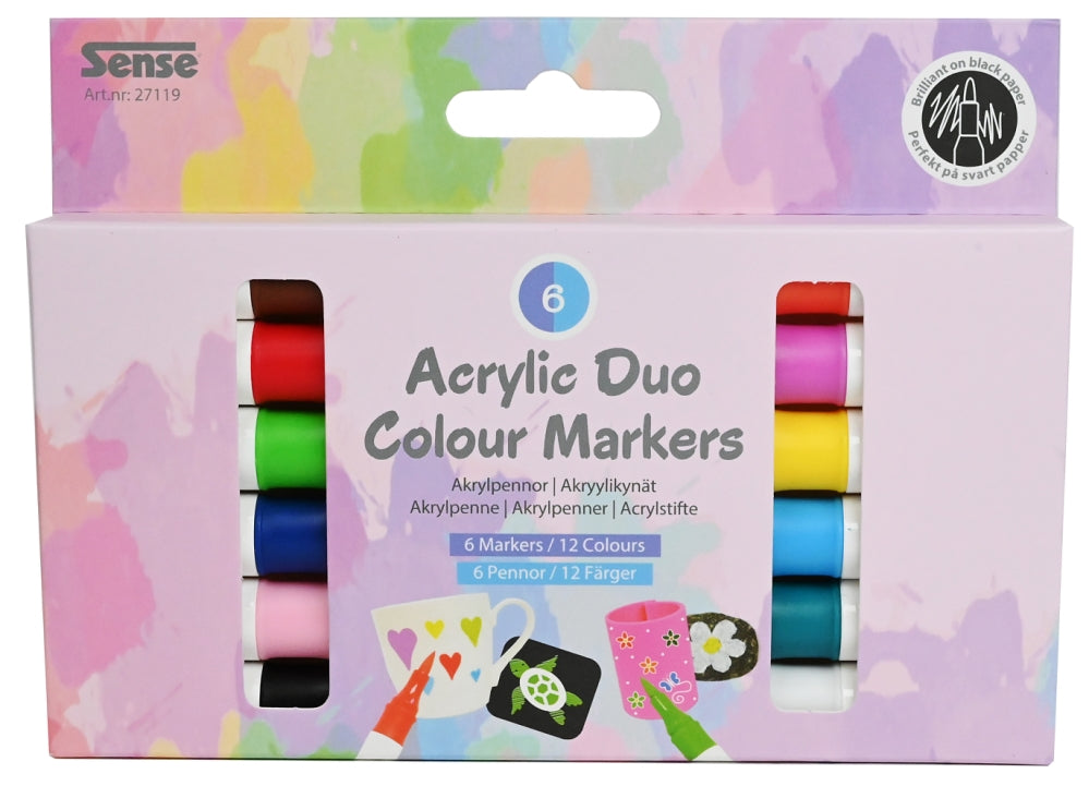 Sense - Akryl markers Duo 6 stk. 12 farver