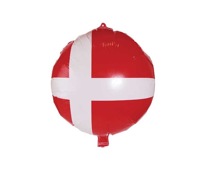 Folieballon. Ø45 cm. Rød og Hvid. Danske flag