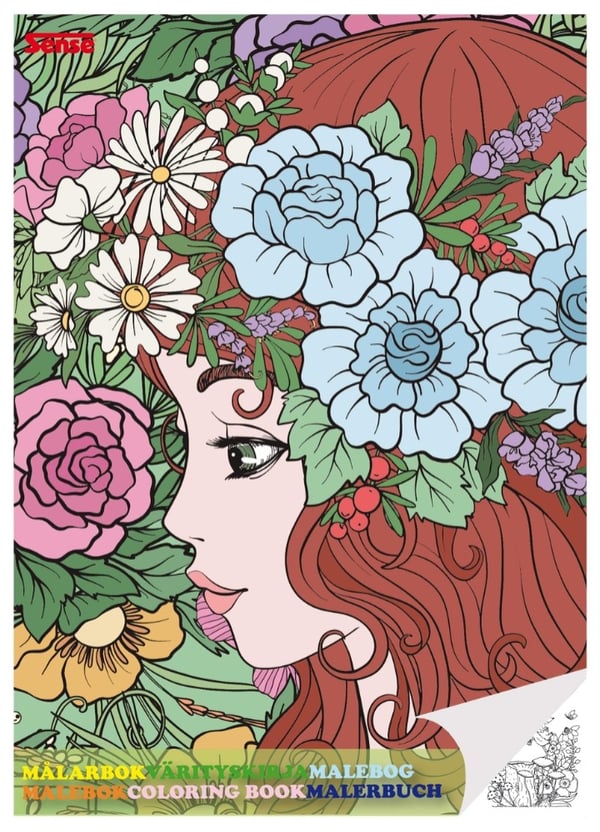 Malebog pige med blomster 36 sider
