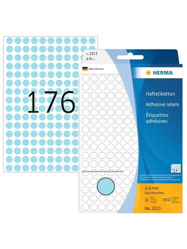 Herma - Runde Etiketter permanent (flere farver og størrelser)
