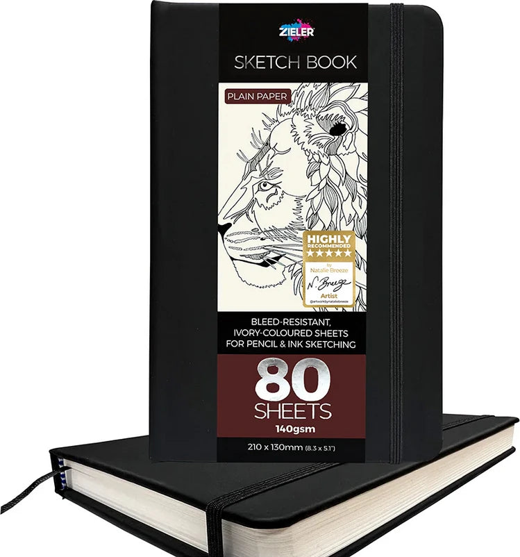 Zieler - Sketch Book, Skitsebog, Sort - 210x130mm - 80 Ark
