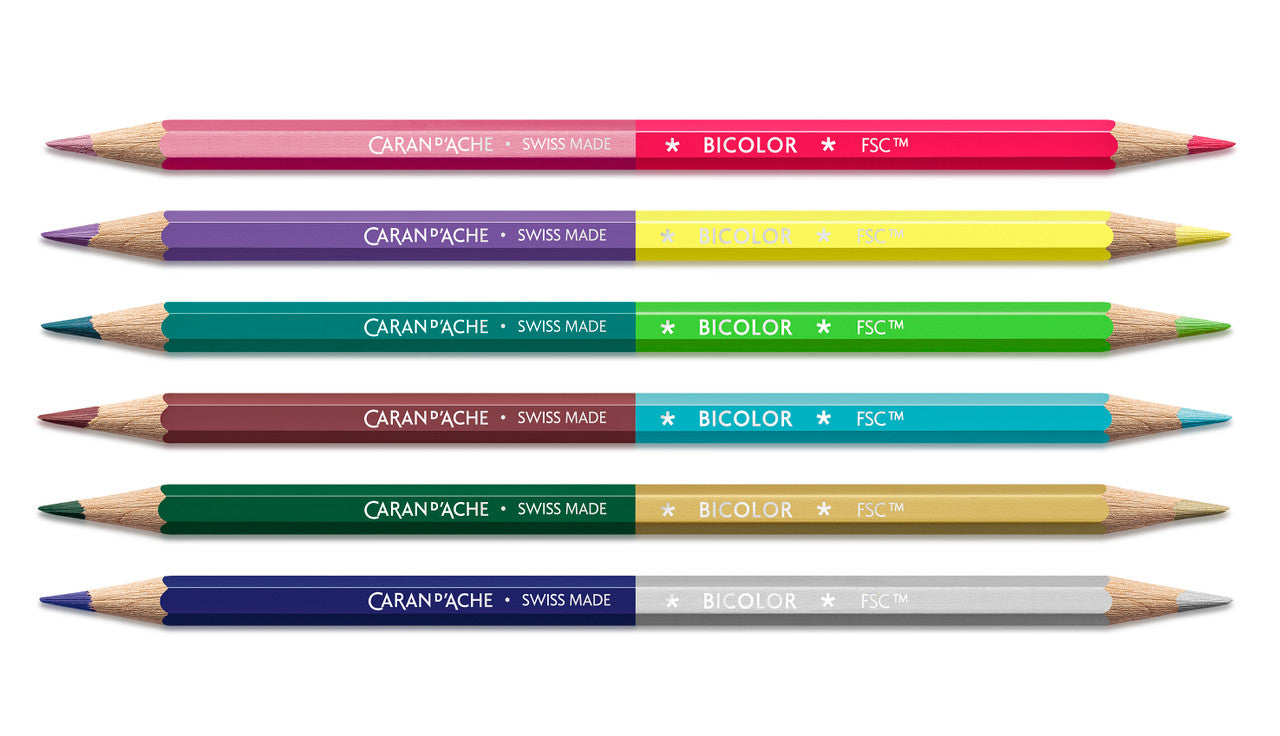 Caran d'Ache Bicolor 6 blyanter / 12 farver