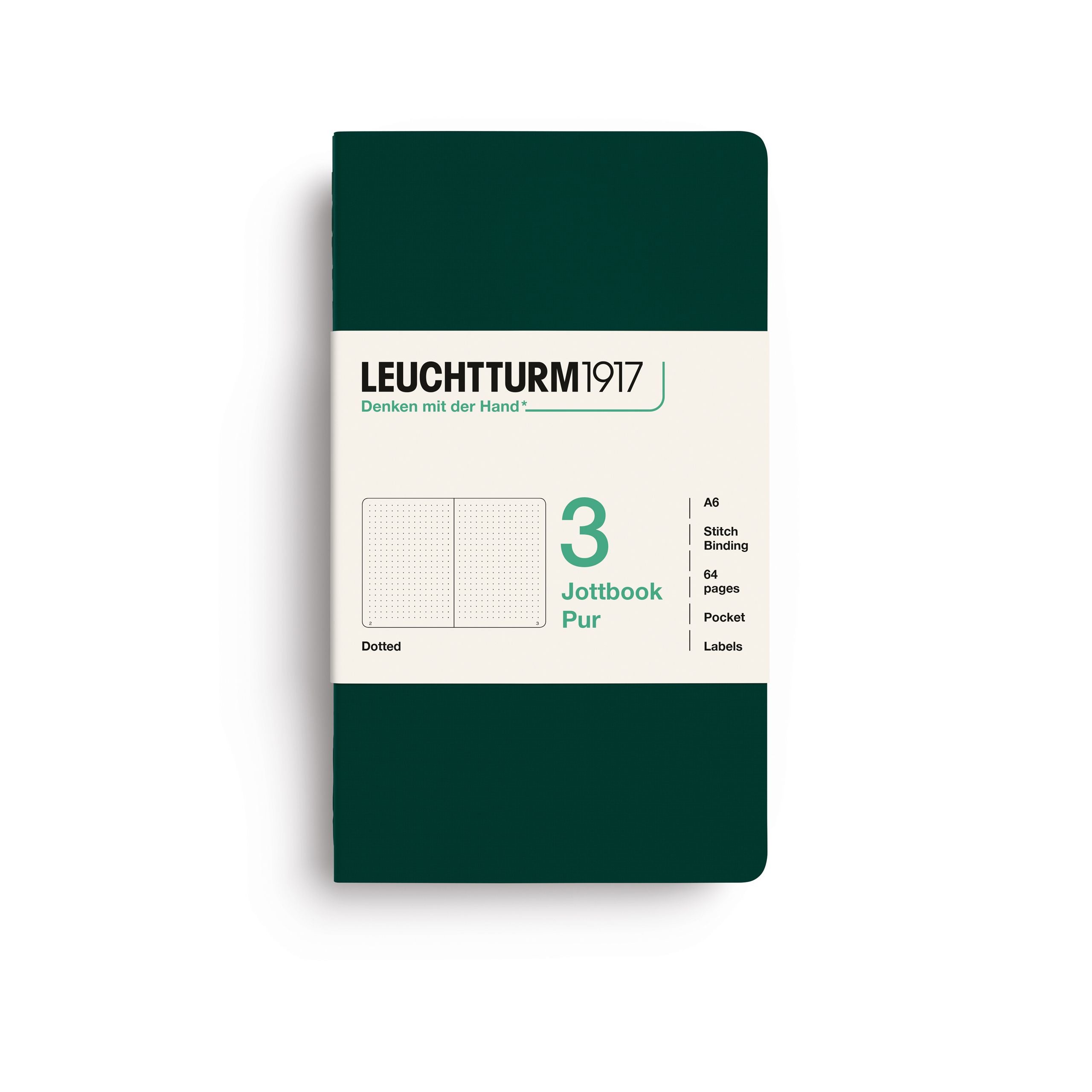 Leuchtturm1917 Jottbook A6, Dotted Forest Green 3 stk