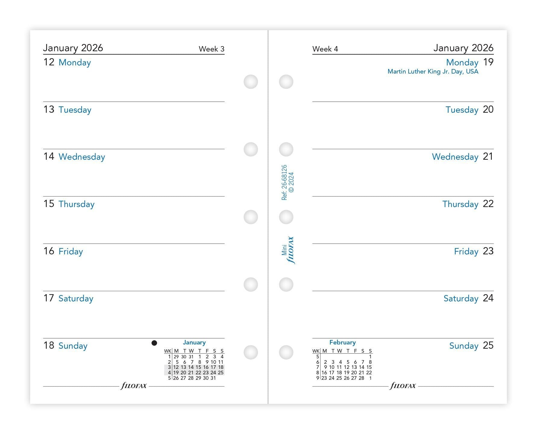 Filofax - Dagbog Mini 2026 Uge Per Opslag Engelsk