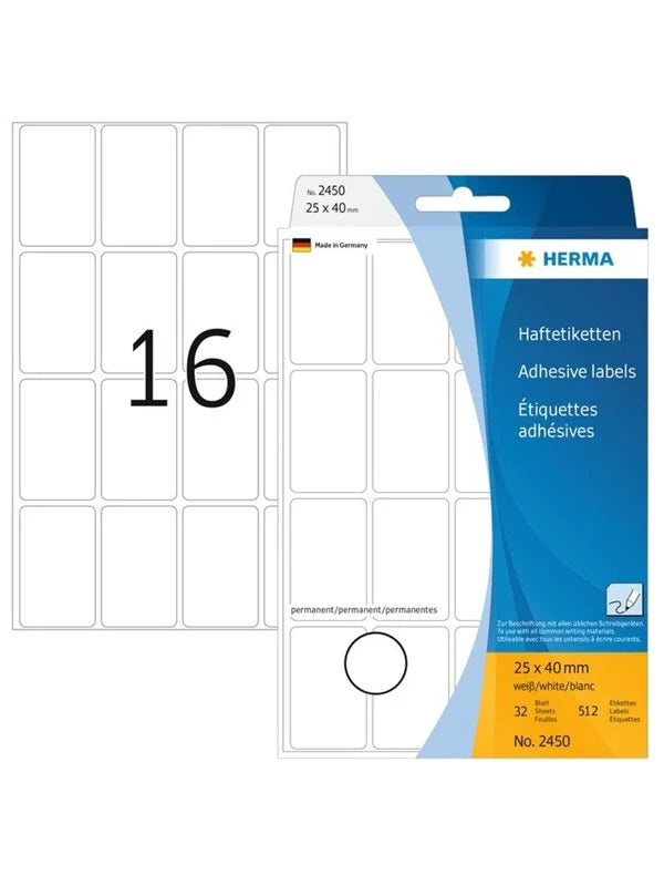 Herma - Rektangel etiketter permanent (flere størrelser)