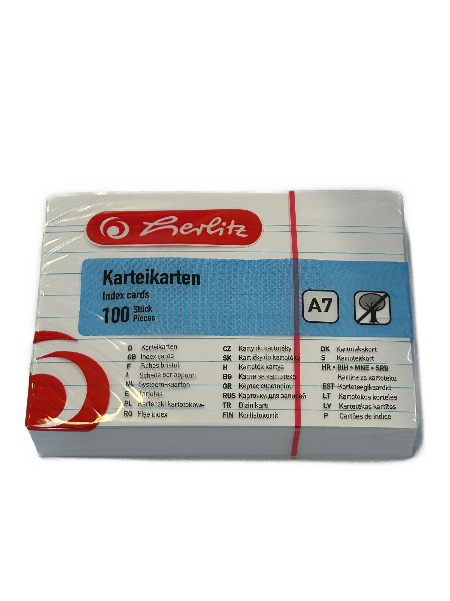 Kartotekskort A7 Herlitz m/linjer 100 stk.