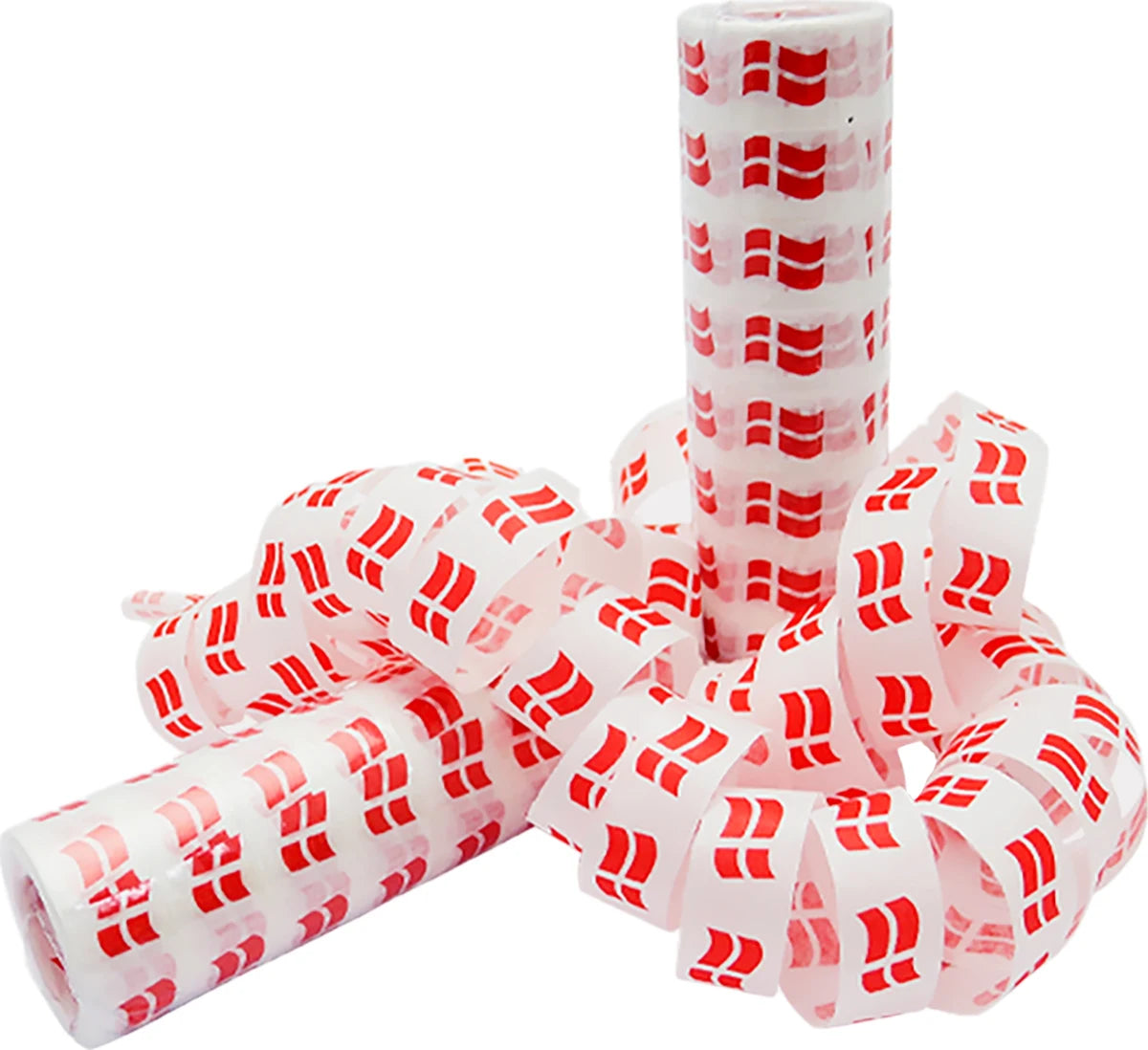 Serpentiner med flag, Dannebrog, 2 ruller