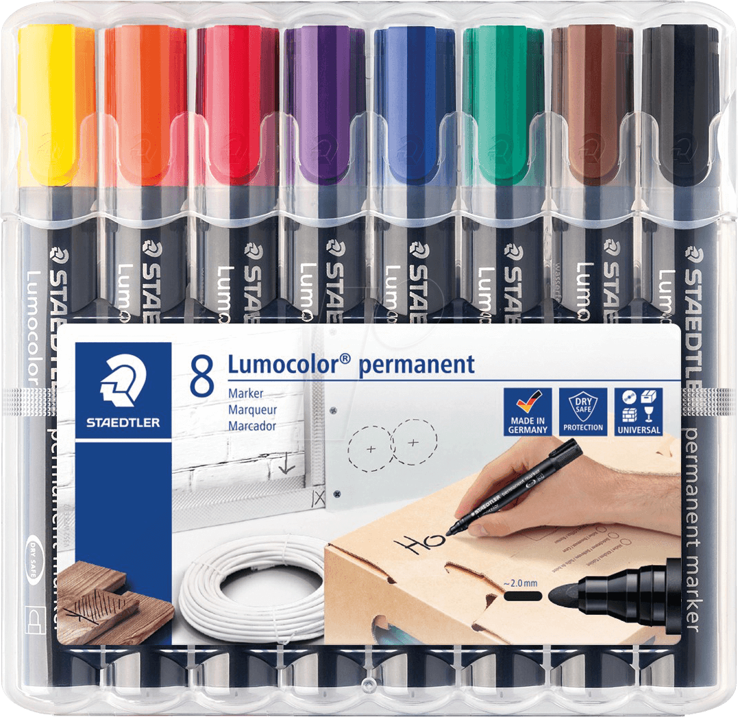 lumocolor marker perm 2mm 8ass/boks