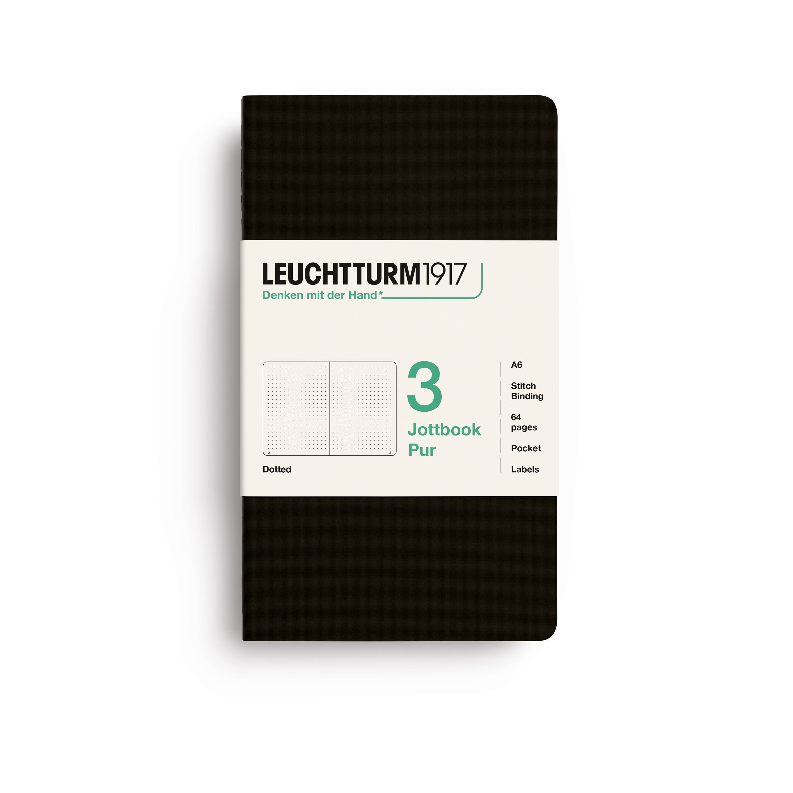 Leuchtturm1917 Jottbook A6, Dotted Black 3 stk