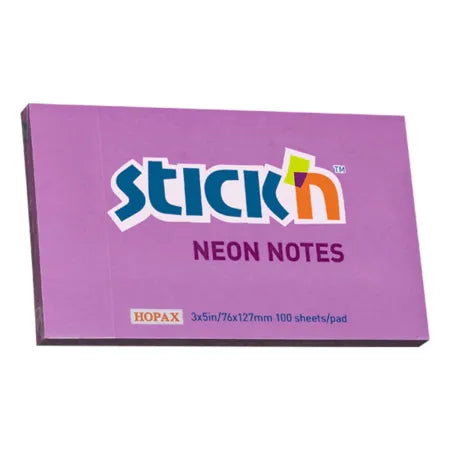 Notesblok 76x127 100 Blad Neon Lilla