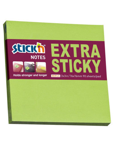 Notesblok Extra Sticky 76x76 90 Blad Neon Grøn