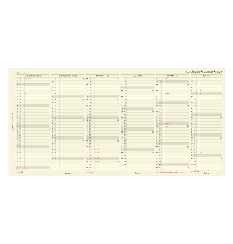 Filofax - Årsplan A5 2027 Svensk/Dansk/Norsk