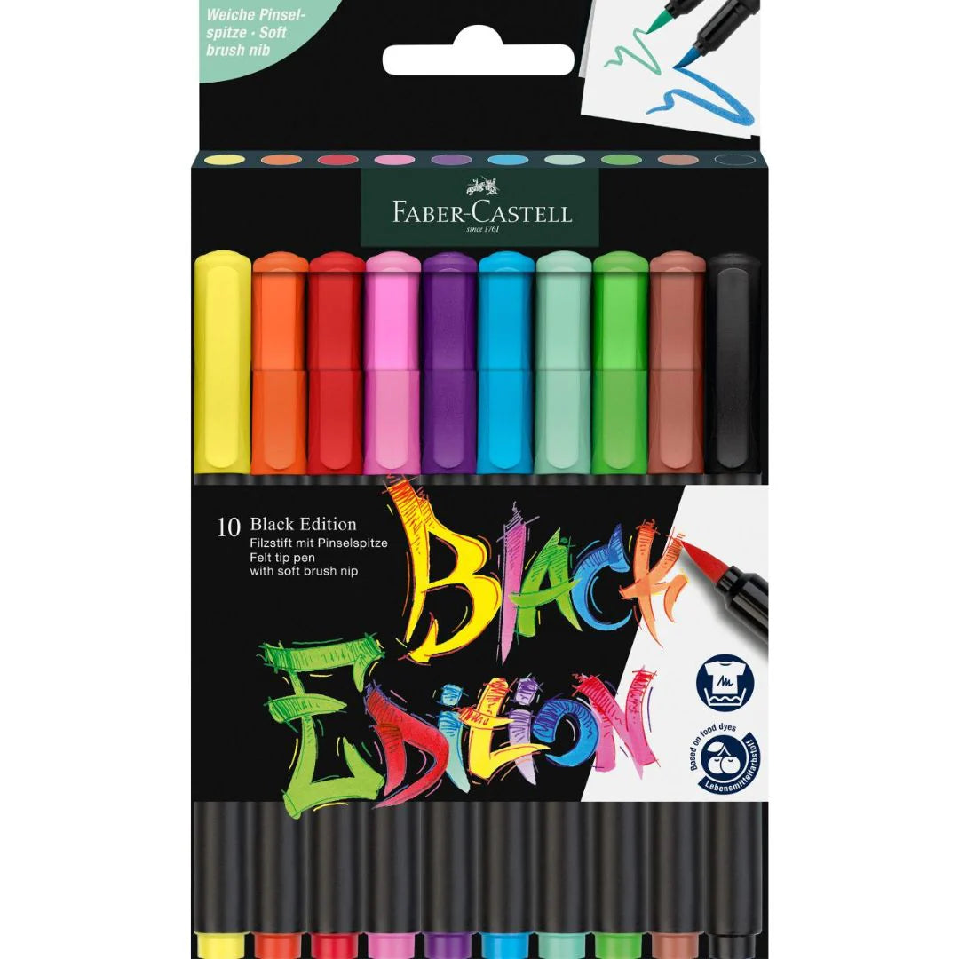 Faber-Castell - Black Edition marker blød spids 10 stk