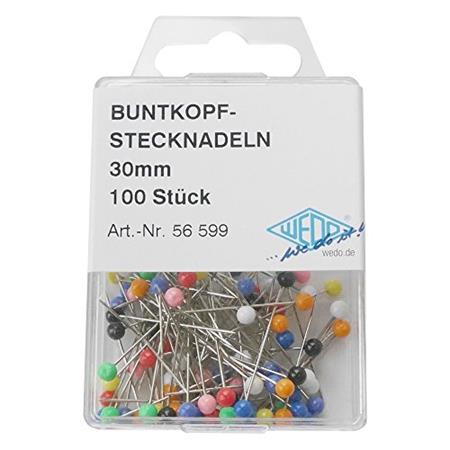 Wedo Farvede Knappenåle. 30 mm, 100 stk.