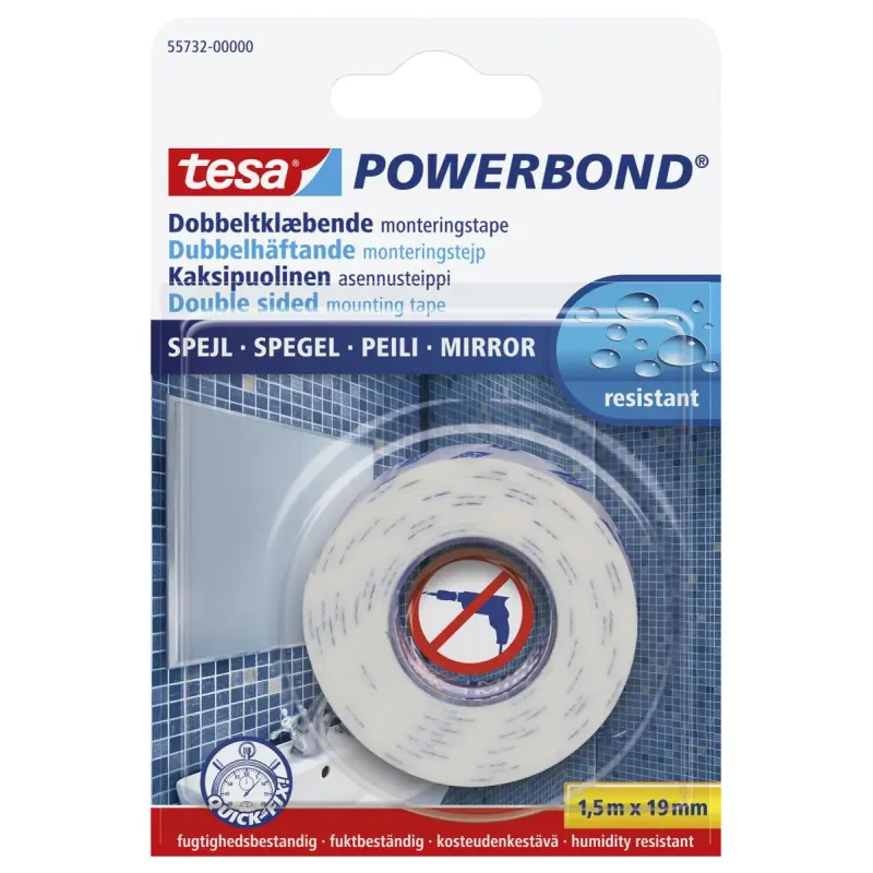 Tesa Powerbond Spejltape 1,5m x 19mm