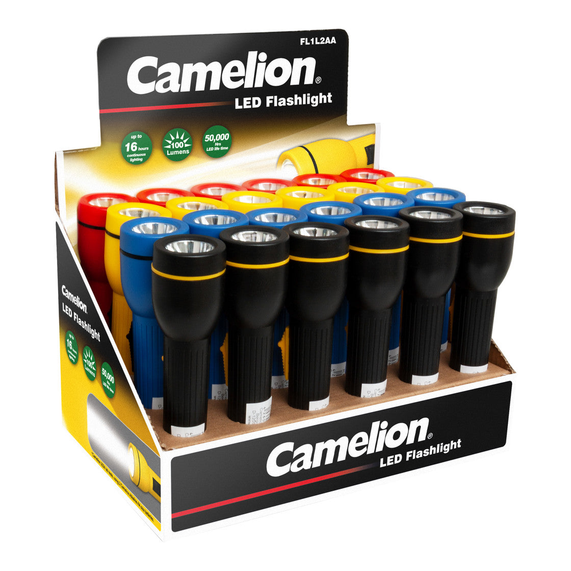 Camelion - Lommelygte, Stor, Blå, Rød, Gul