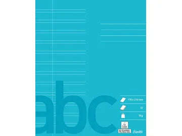 Bantex - Skrivehæfte 17 x 21 cm, 12 dobbeltlinjer (4+12+4 mm), turkis, 32 sider 70 gram