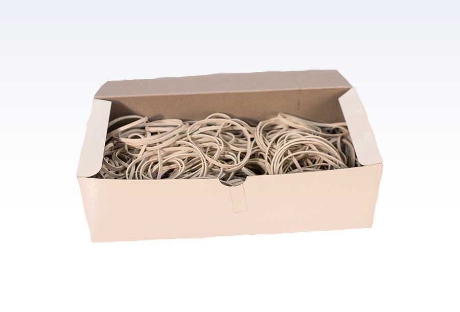 Gummibånd hvide 120 mm x 5 mm Ø 76 500 g æske