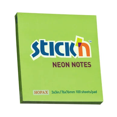 Notesblok 76x76 100 Blad Neon Grøn